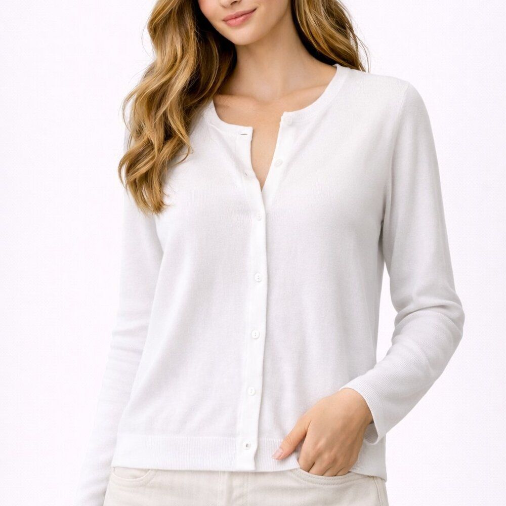 Charter Club White Button Front Cardigan Sweater Size XL Lightweight
